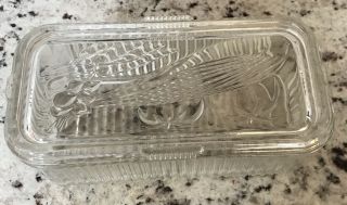Vintage Federal Ribbed Glass Rectangular Refrigerator Dish With Vegetable Lid