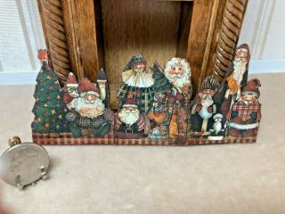 Dollhouse Miniature Artist Signed Christmas Wood Fireplace Screen Of Santa 1:12