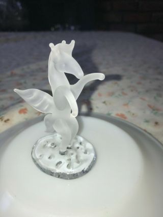 Frosted Unicorn Wing Art Glass Hand Blown Flying Horse Pegasus Figurine Statue