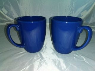 2 - Corning Corelle - Stoneware Dark Blue - 12 Oz.  Classic Coffee Mugs / Cups
