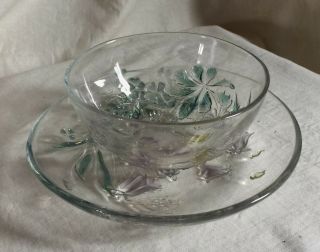 Studio Nova - Mikasa " Cinderella " Glass Breakfast Bowl And Plate Set.  Flowers.