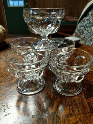 5 Vintage Clear Federal Glass Dessert Bowls Footed