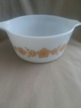 Vintage Pyrex 474 - B Cinderella Bowl White Glass Gold Butterflies & Flowers 1 1/2