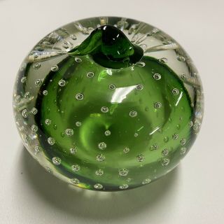 3 Stunning VINTAGE studio art glass paperweight Butterfly,  Green Apple & Flower 2