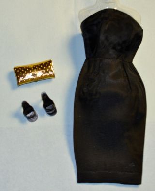 1964 - 65 Vintage Barbie BLACK MAGIC 1609 Dress,  Cape,  Purse & Shoes EXC 3