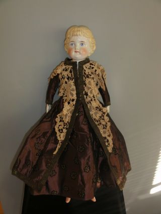 Large 24 " Antique Porcelain China Head Doll Cloth Body Molded Hair Old Clothing