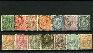 Gb 1912/24 Kgv ½d Green To 1/ - Brown Wmk Royal Cypher Set With No 9d Oliv Stamps