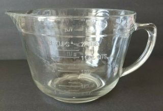 Vintage Anchor Hocking Clear Glass 2 Qt / 8 Cup Measuring Batter Bowl