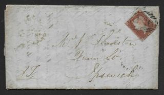 Sg8 1d.  Red - Brown On 1847 Entire Letter From Liverpool To Ipswich.  Ref:0.  29