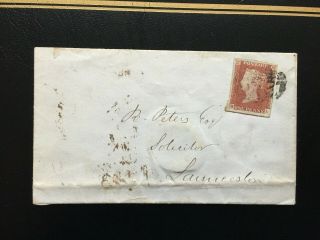 Gb Qv 1d Red Imperf On 1848 Cover To Lancaster,  Wax Seal