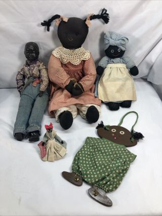 Vintage Black African American Cloth Rag Doll Primitive Folk Art Handmade Dolls
