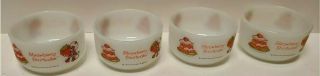 Vtg (4 Count) Strawberry Shortcake Glass White Bowls American Greetings Usa Made