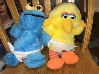 Hasbro Plush Soft Stuffed Animal Cookie Monster Luvs You & Big Bird Luvs You