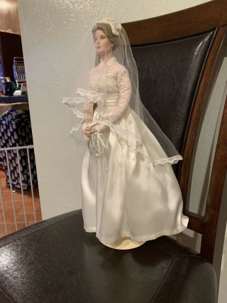 Franklin Princess Grace 16 " Porcelain Doll In Wedding Dress