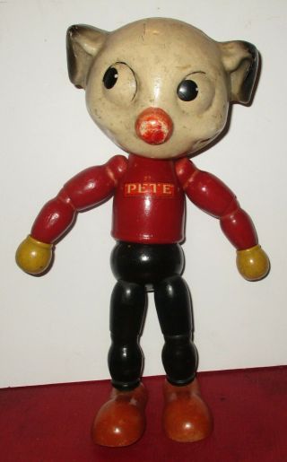 1930 Pete The Pup Dog Toy Figure Jointed Jl Kallus Wood Doll Composition Head