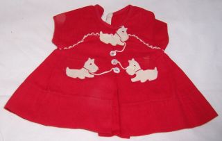 Vintage Ideal Rare Shirley Temple Dress Scottie Dogs On Front 8 " Long No Tag
