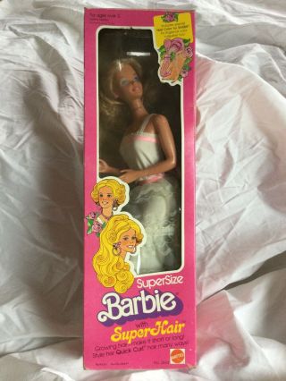 18” Vintage Mattel Barbie Doll Supersize Hair 1978 2844 White Dress