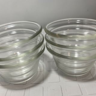6 Vtg Custard Cups 4oz Ramekin (3) Pyrex 414 Clear Thick Glass