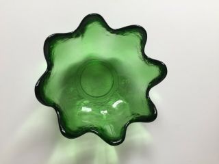 Vintage Blenko Art Glass Green Small LOTUS Bowl Mid Century Modern Retro Petal 2