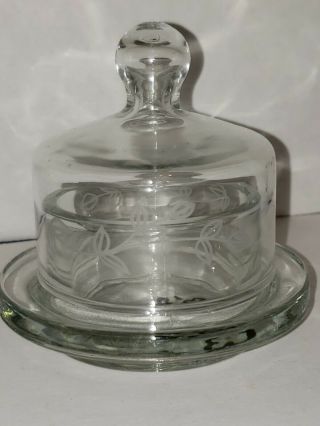 Princess House Heritage " Baby Cakes " Small Covered Butter Dish (o18) Crystal