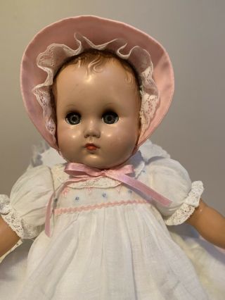 Vintage 15 " American Character Baby Doll,  Compo Head,  Cloth Body,  Vinyl Arms/legs