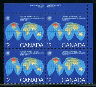 Canada Unitrade 977 Mnh Plate Block Commonwealth Day $2 Cv $62.  50 C