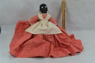 Old Retro Teapot Toaster Cozy American Hand Made Doll Red Dress 1960