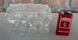 Vintage Crystal Glass Lidded Trinket Box.  Diamond Cut Small