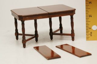 Expandable Oak Dining Room Table W/2 Leaves,  By " R L Carlisle 8 - 94 ",  1:12 Scale