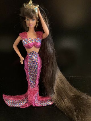 Jewel Hair Mermaid Teresa ⭐️barbie Doll 1995 Long Brunette Hair Rare Htf⭐️