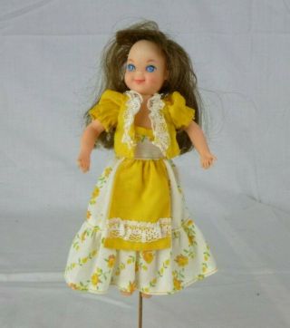 Vtg Mattel Tutti Doll Brunette Hair W/ Bangs In European Blumenmaedchen Outfit