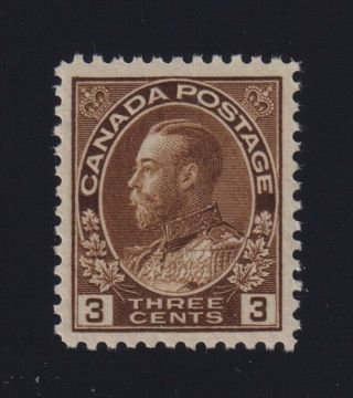 Canada Sc 108b (1918) 3c Yellow Brown Admiral Wet Printing Vf Nh