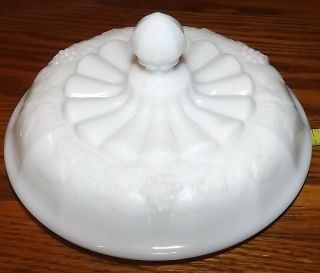 Westmoreland White Milk Glass Paneled Grape Candy Dish Lid Only Fits 6 Inch
