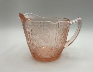 Vintage Cherry Blossom Pink Depression Glass Creamer By Jeanette Glass Co.