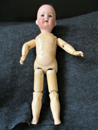 Antique Armand Marseille Germany 10” Doll 390 Bisque Head Wooden Arms