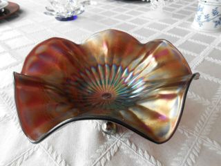 Northwood Carnival Glass Beaded Cable 8 " Bowl Candy Dish Antique