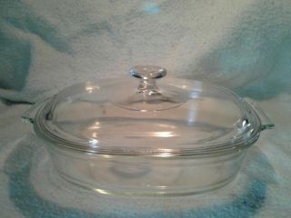 Vintage Pyrex 702 Clear Glass Oval Deep Dish Casserole Dish With Lid