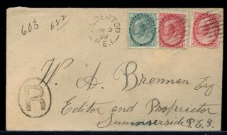 Alberton Pei Split Ring Numeral Issue With Summerside Squared 1899 Cover Canada