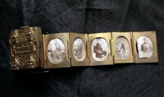 Rare Antique Miniature Cdv Photo Album Book Locket Lady Military Man Dwarf