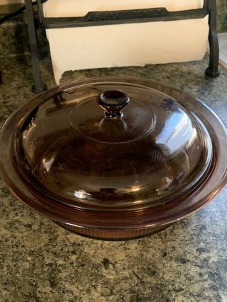 Corning Ware Vision V - 32 - B 1.  5 Qt Amber Glass Casserole Dish With Pyrex Lid