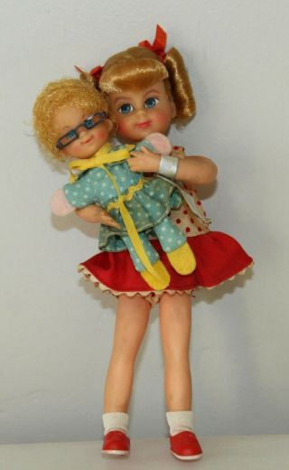 Vtg Mattel 1967 Buffy & Mrs Beasley & Glasses Tagged Miniature Dolls