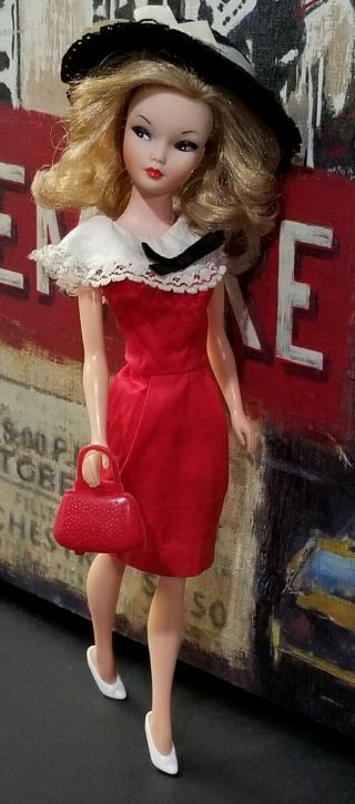 Vintage 1962 Uneeda Miss Suzette Barbie Clone Red Sheath Dress Htf