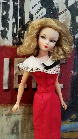 Vintage 1962 Uneeda MISS SUZETTE Barbie Clone Red Sheath Dress HTF 2