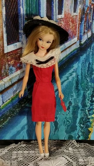 Vintage 1962 Uneeda MISS SUZETTE Barbie Clone Red Sheath Dress HTF 3