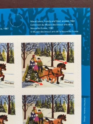 Canada Stamp Booklet - 2020 Xmas Maud Lewis Pane Of 6 Stamps With Double Error
