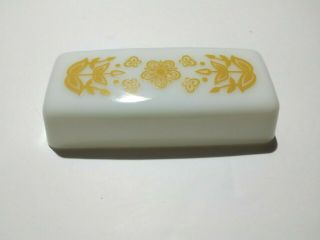 Pyrex Gold Butterfly Floral Design Milk Glass Butter Dish Replacement Lid Only