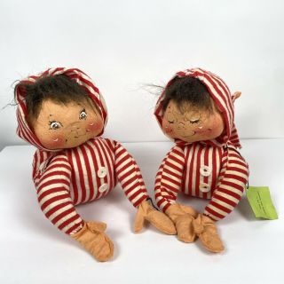 Vintage Annalee 1957 Red And White Stripe Pajama Kids
