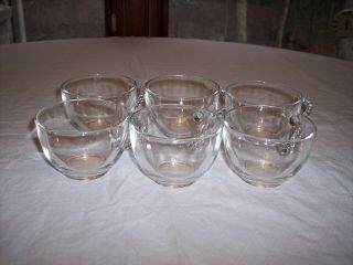 Set Of 6 Federal Glass Homestead Snack Set Or Punch Cups Clear Beaded Handle