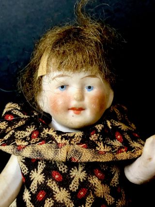 Antique German Bisque 4 1/2” Miniature Mignonette Dollhouse Doll