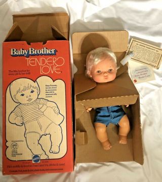 Vintage Baby Brother Tender Love Boy Doll By Mattel - Anatomically Correct 1975